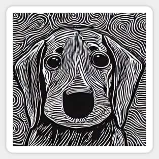 Linocut Dachshund Puppydog Eyes Sticker